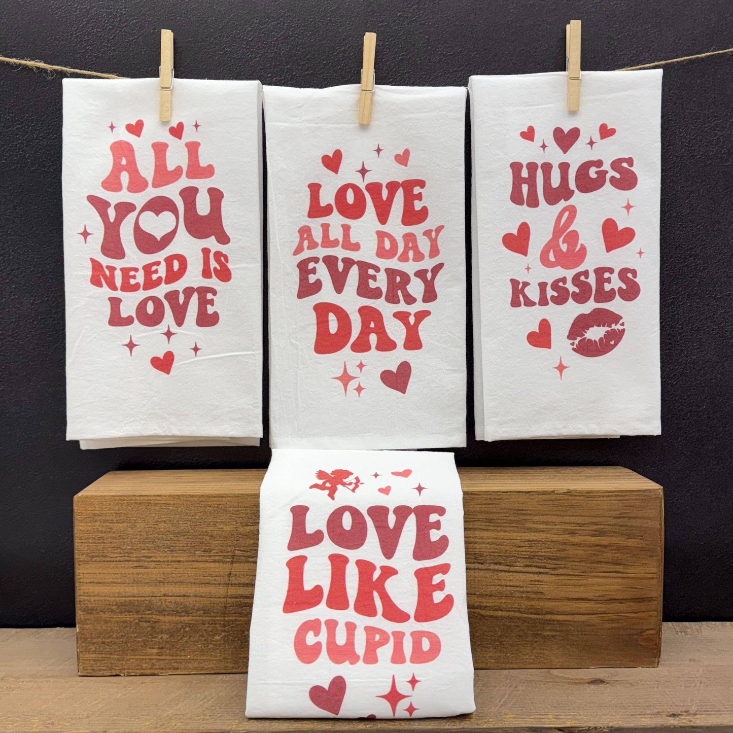 All You Need Is Love Valentine's Day Cotton Tea Towels