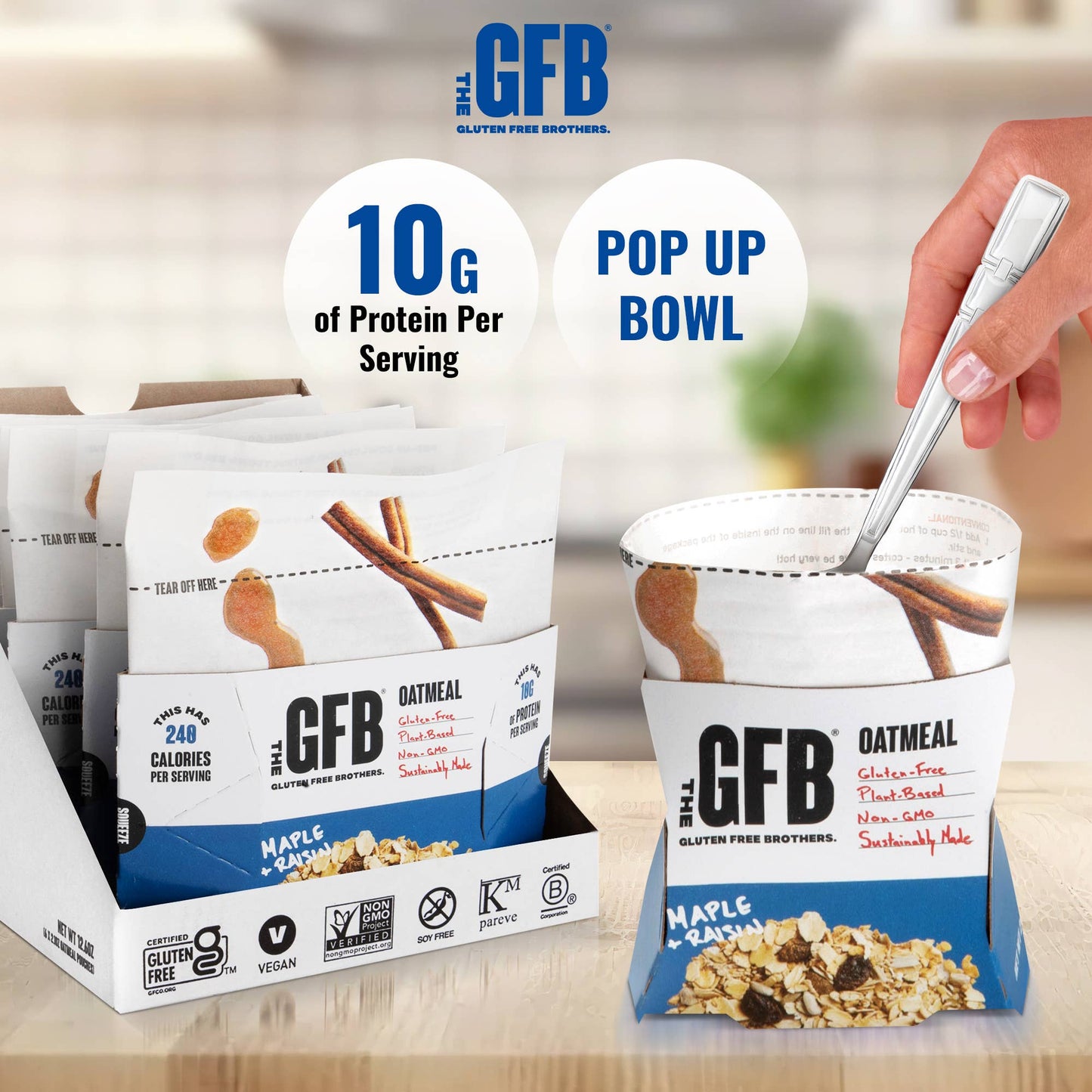 Maple Raisin Gluten Free Protein Oatmeal Pop-Up Cup