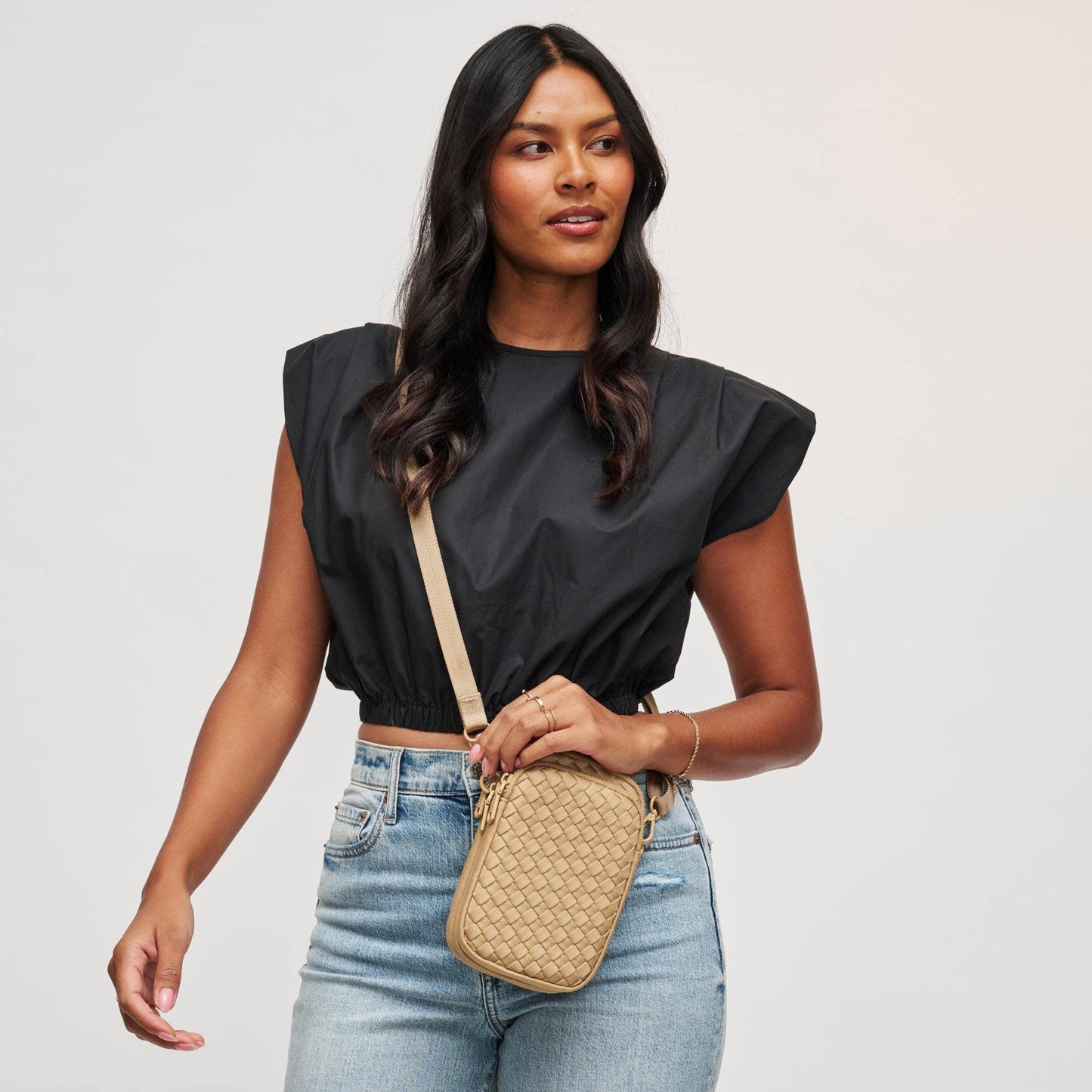 Divide & Conquer Woven Neoprene Crossbody: Fuchsia