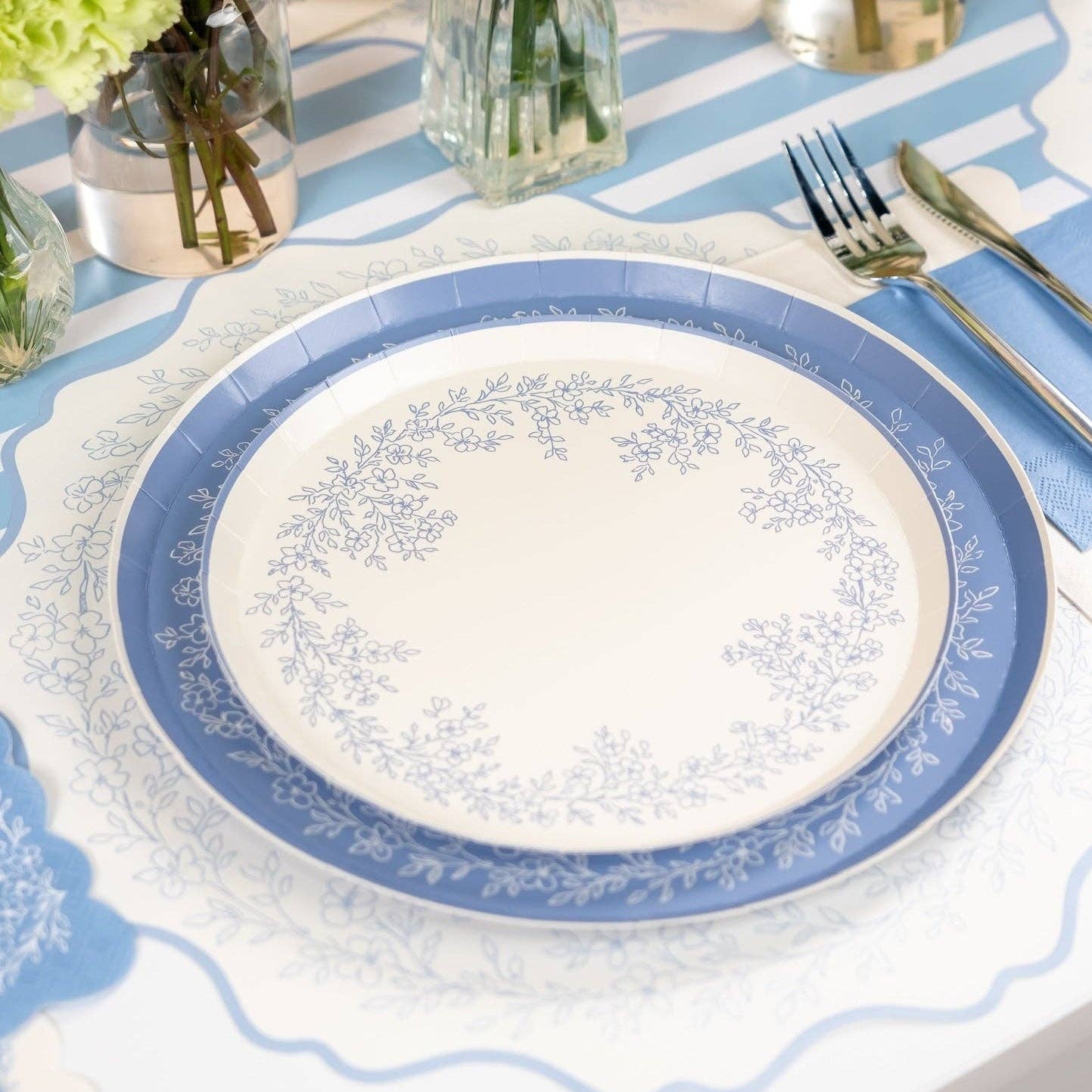 Floral Elegance Blue Dessert Plates- Pre Order Ships January 20th