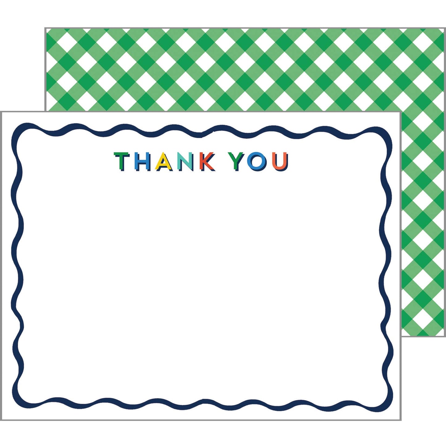 In Stock Flat Notecard | Navy Scallop "Thank You"