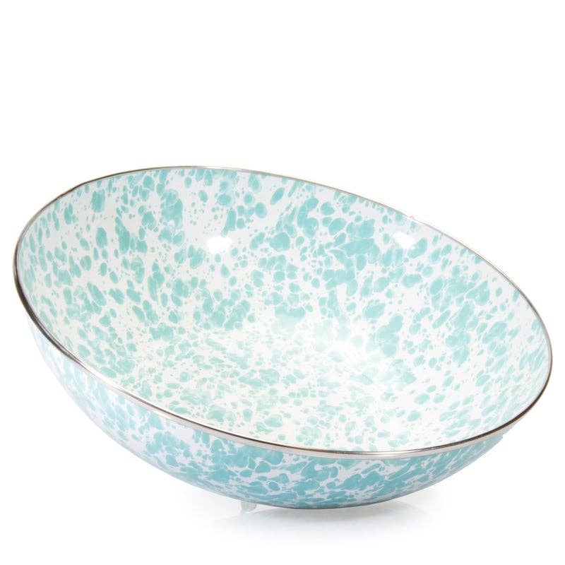 Golden Rabbit Enamelware Swirl Catering Bowl: Cobalt Swirl