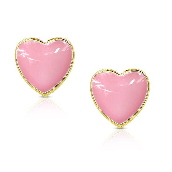 Heart Stud Earrings: Red