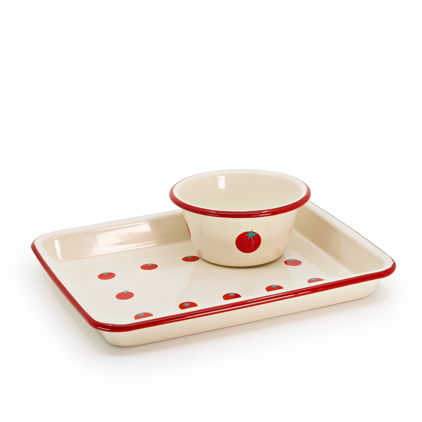 Dan Pelosi x CCH Tomato Enamelware Soup Bowl: Red Rim