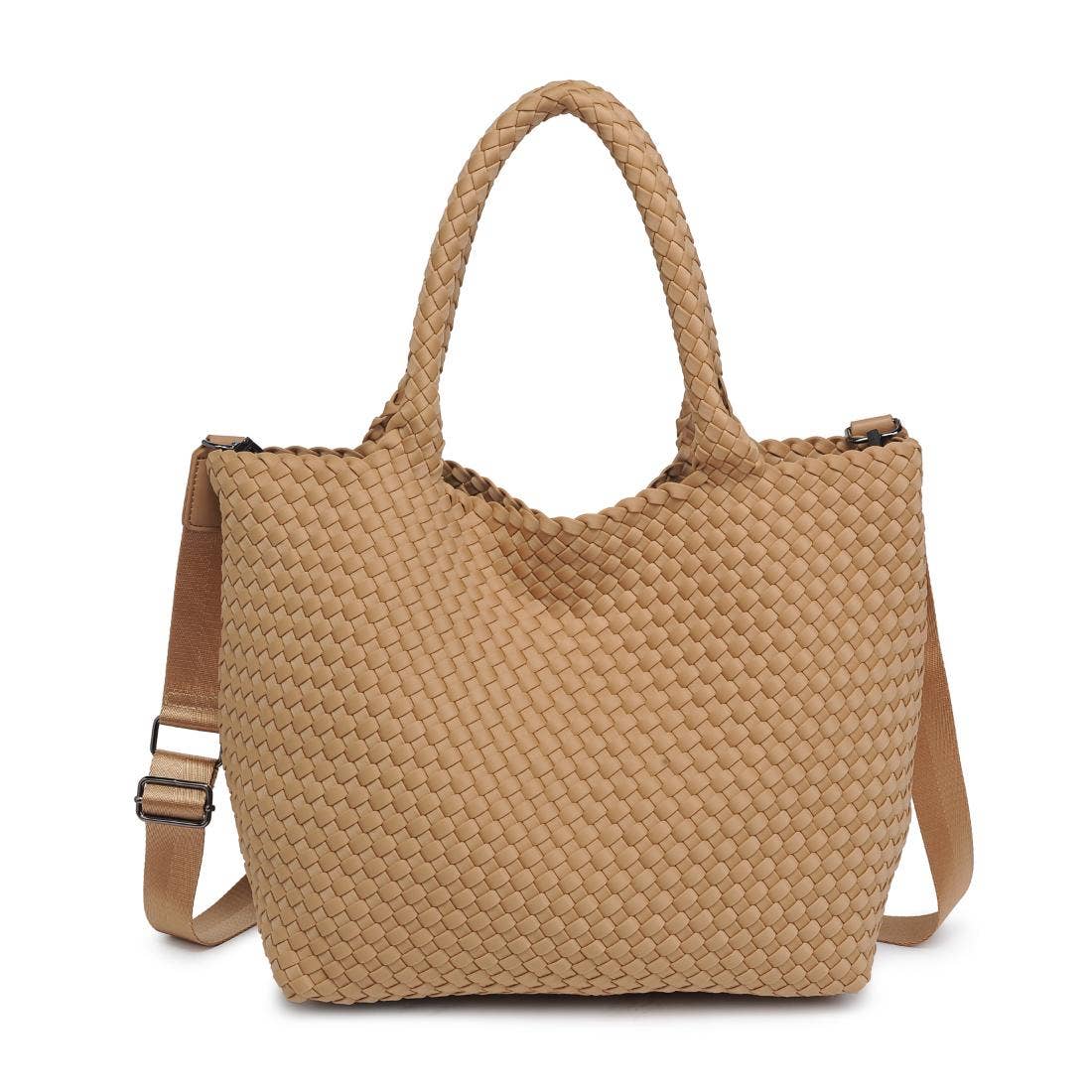 Sky's The Limit Medium Woven Neoprene Tote: Cream