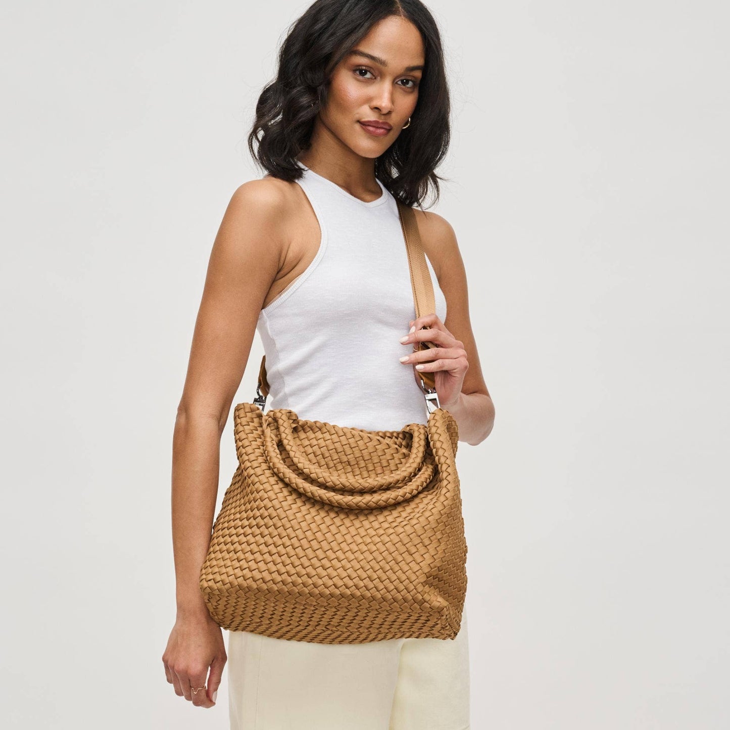 Sky's The Limit Medium Woven Neoprene Tote: Sand