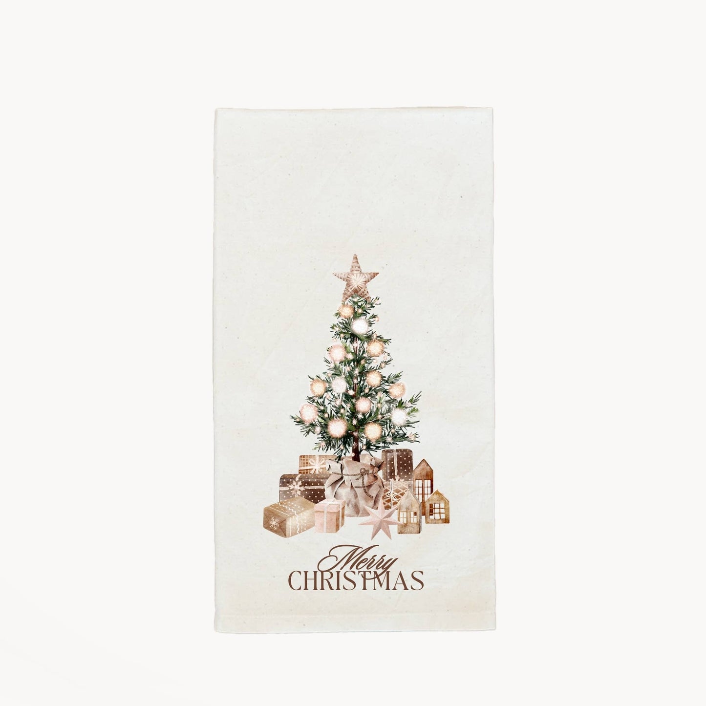 Handmade Cotton Tea Towel - Festive Christmas : 1. CAR WITH TREE