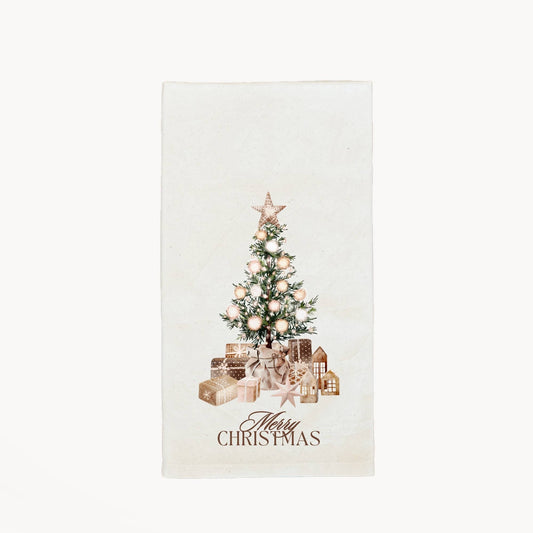 Handmade Cotton Tea Towel - Festive Christmas : 2. CHRISTMAS TREE