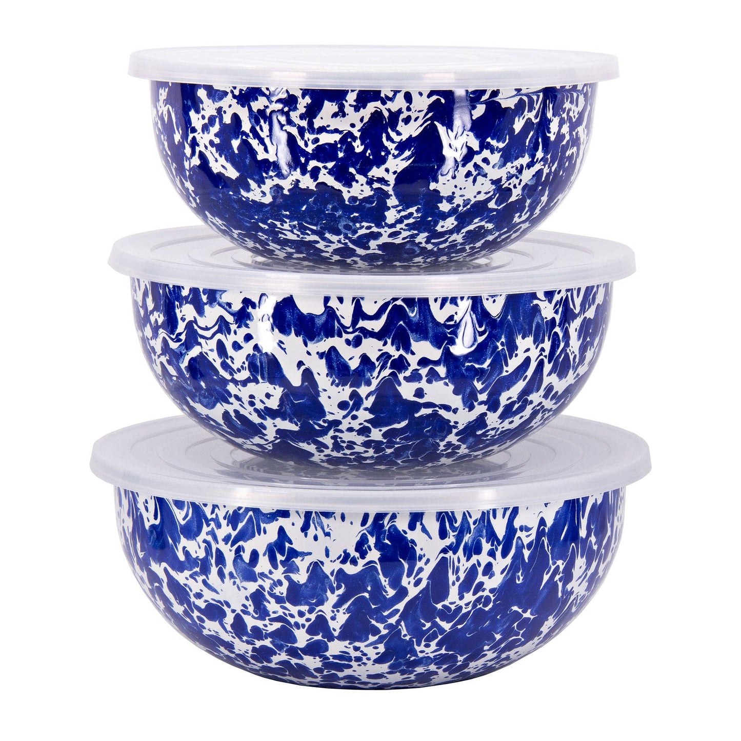 Golden Rabbit Enamelware Swirl Mixing Bowls: Ocean