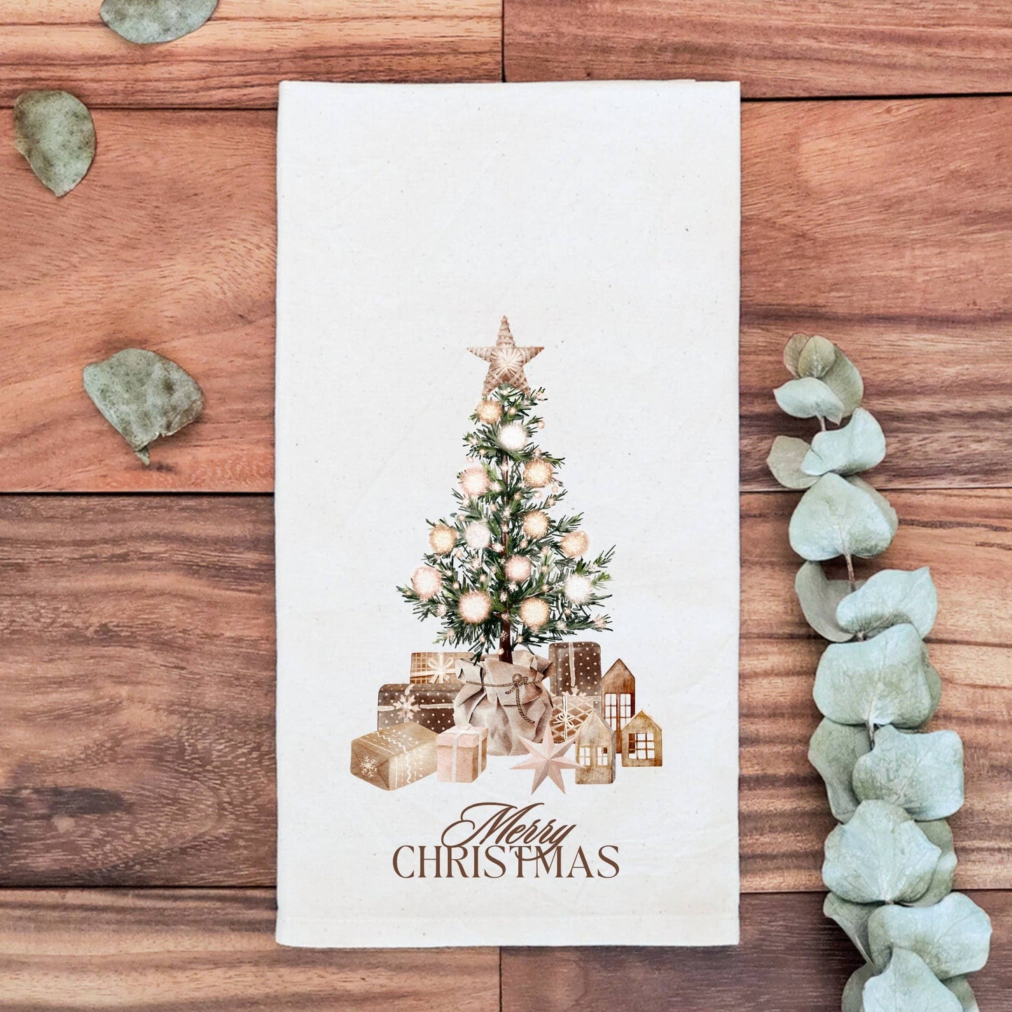 Handmade Cotton Tea Towel - Festive Christmas : 2. CHRISTMAS TREE