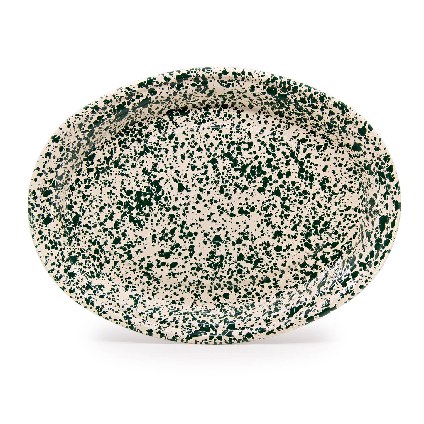 Splatter Enamelware Oval Platter: Turquoise Splatter