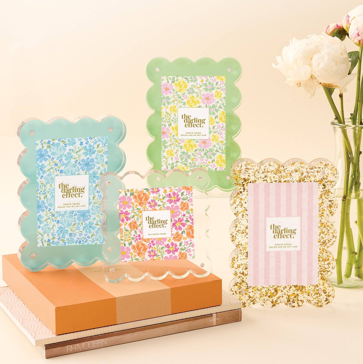 Rectangle Scalloped Acrylic Frame-Confetti Pink