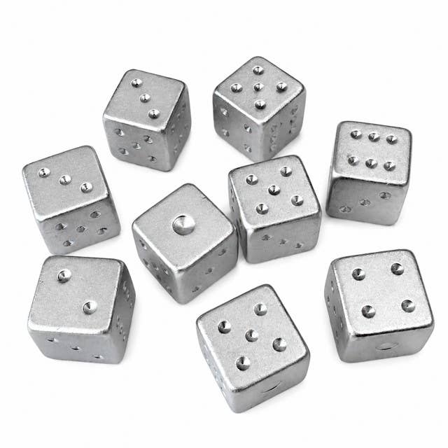 Gold and Silver Luxe Solid Metal Mahjong Dice Gift Ready: Gold
