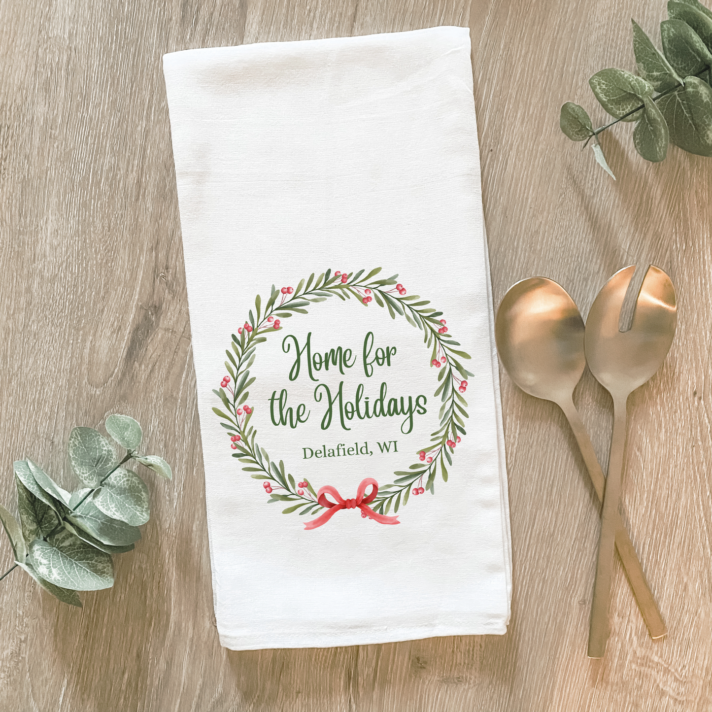 Custom Home For The Holidays City State - Cotton Tea Towel