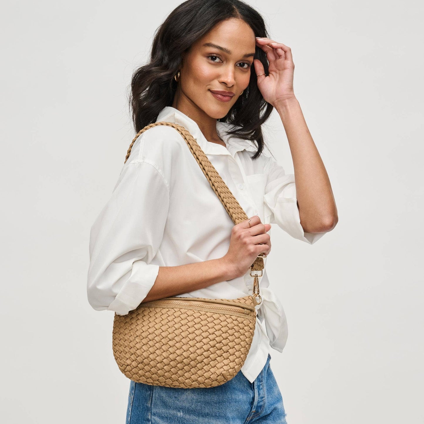 Ethereal   Woven Sustainable Crossbody: Navy