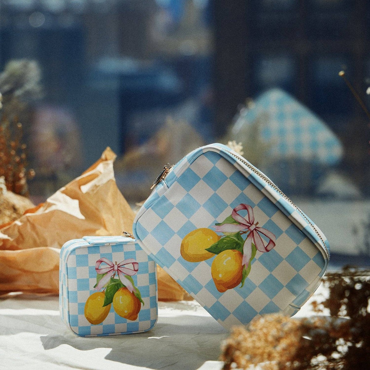 Lemon Gingham | Cosmetic Pouch: YL / ONE