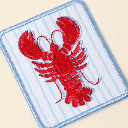 LOBSTER Embroidered Heat Press Style Patch: LT BLUE / ONE SIZE