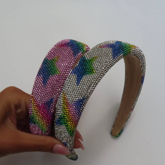 Rhinestone Star Headband: Silver