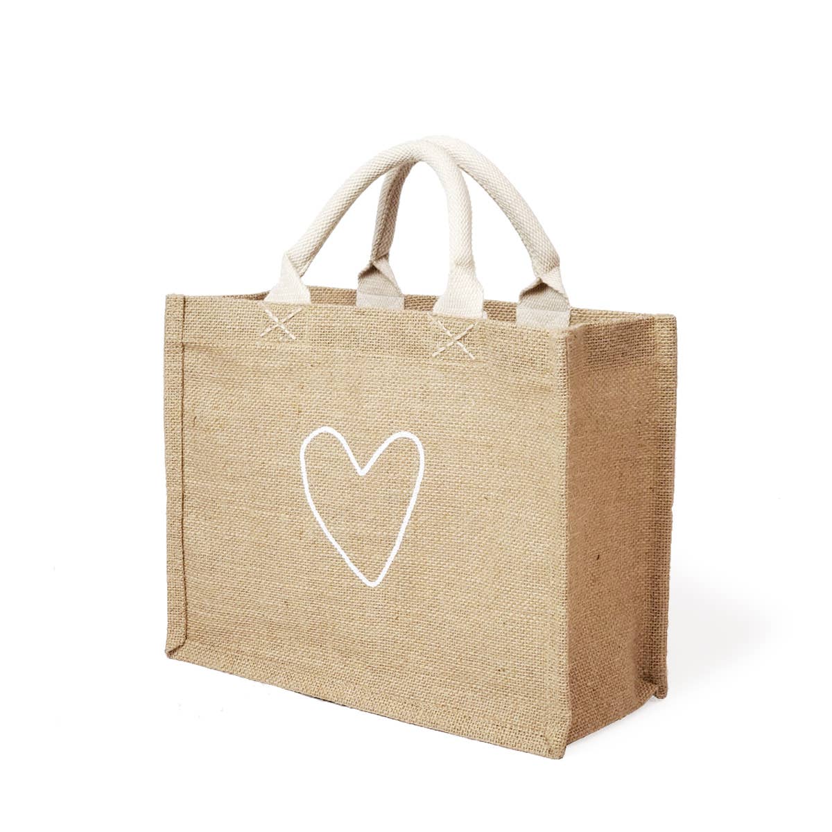 Handmade Burlap Jute Tote • Gift Bag - Love: Without Pompom
