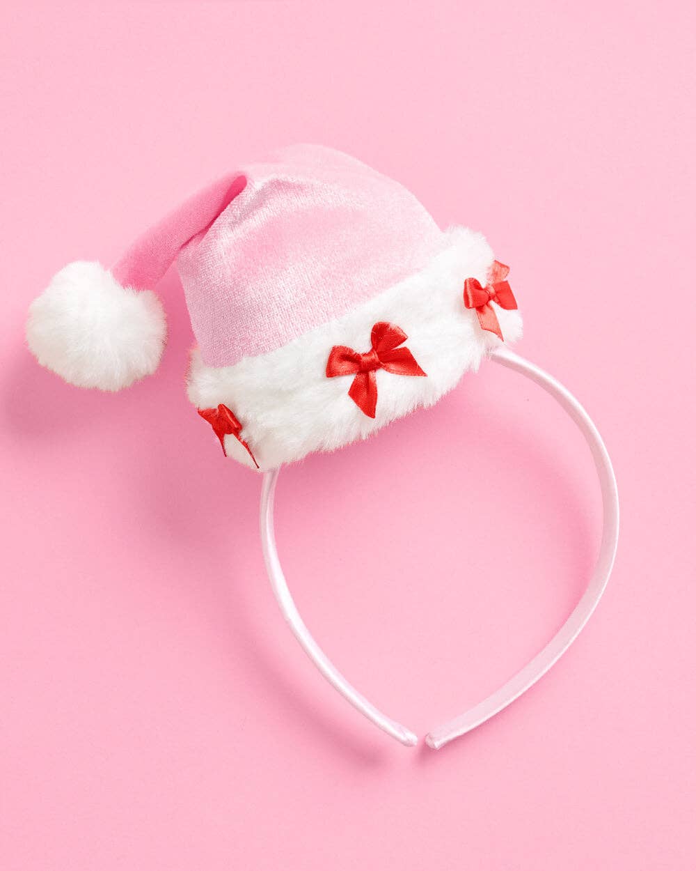 Pink Santa Hat Headband | Funny Christmas Holiday Gift