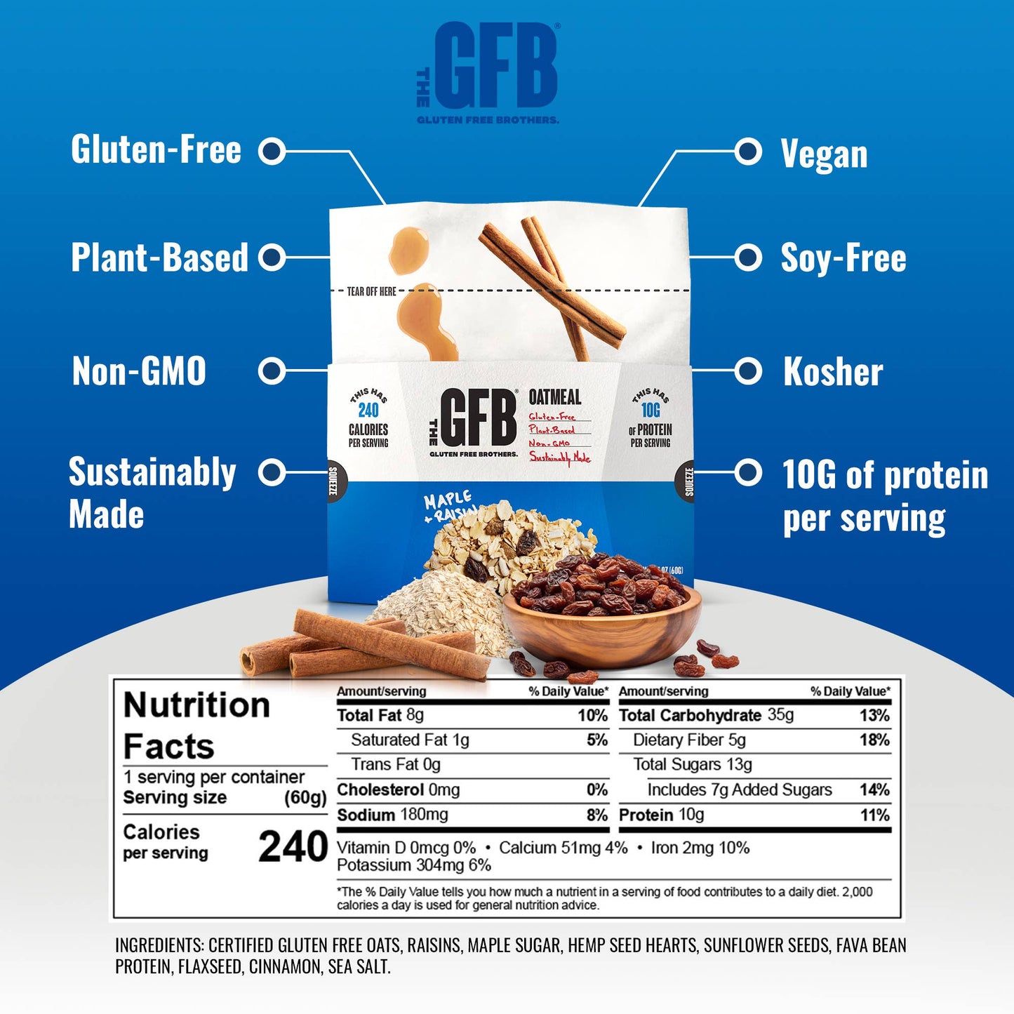 Maple Raisin Gluten Free Protein Oatmeal Pop-Up Cup