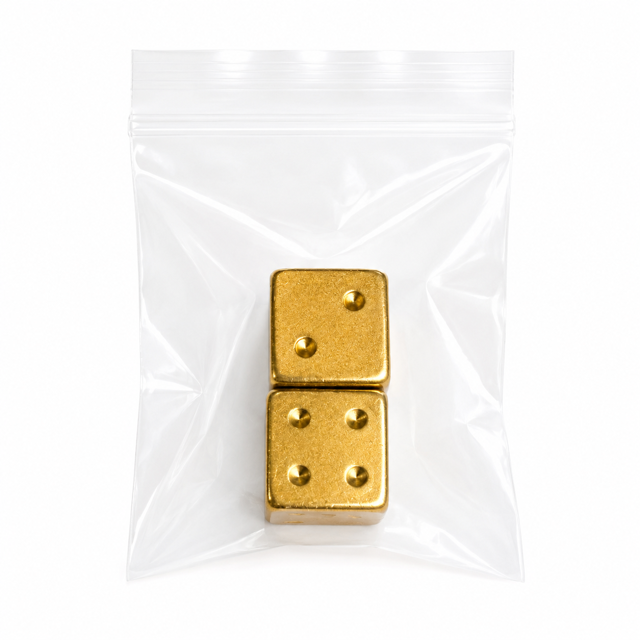 Gold and Silver Luxe Solid Metal Mahjong Dice Gift Ready: Gold