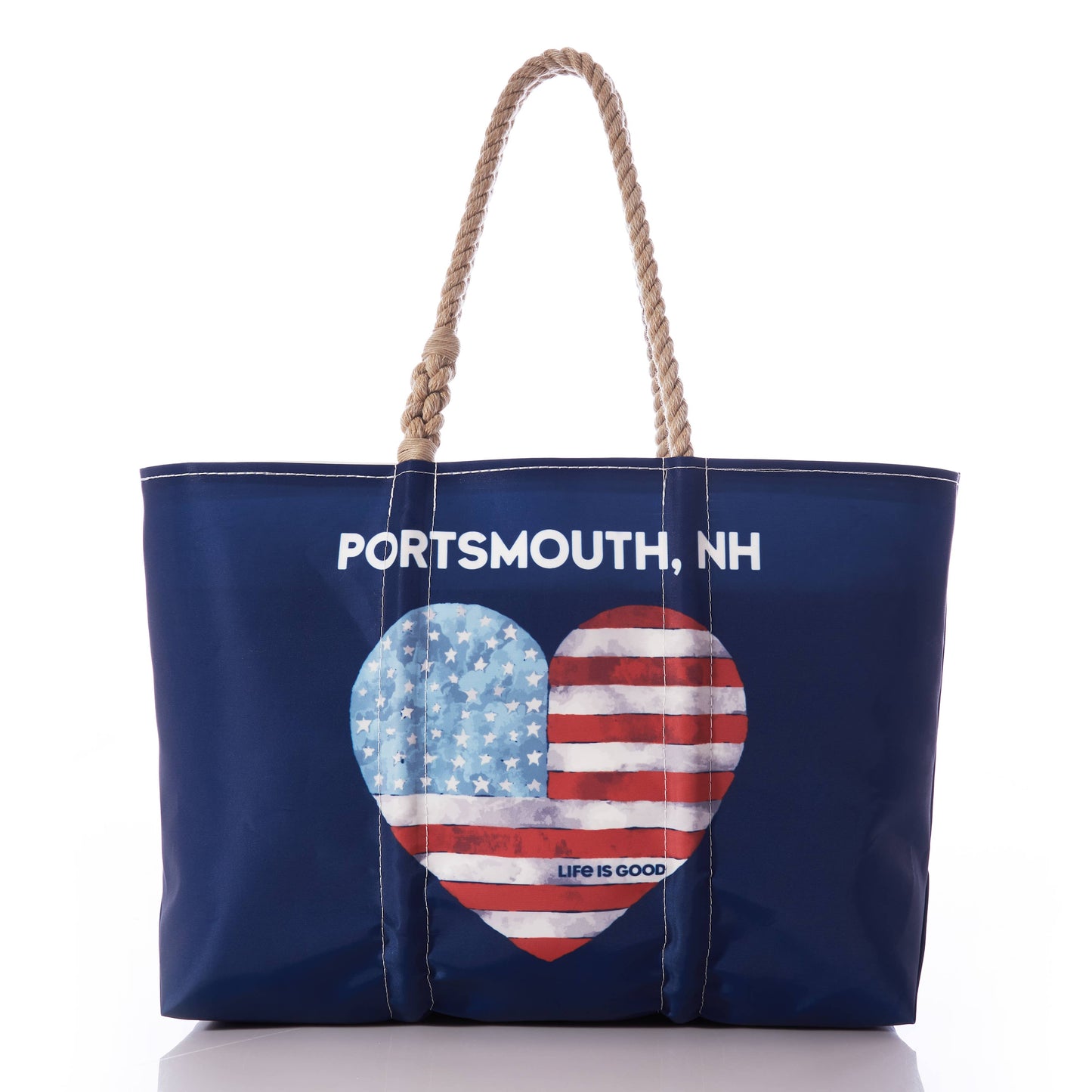 Custom Destination Flag Heart Life is Good Large Tote