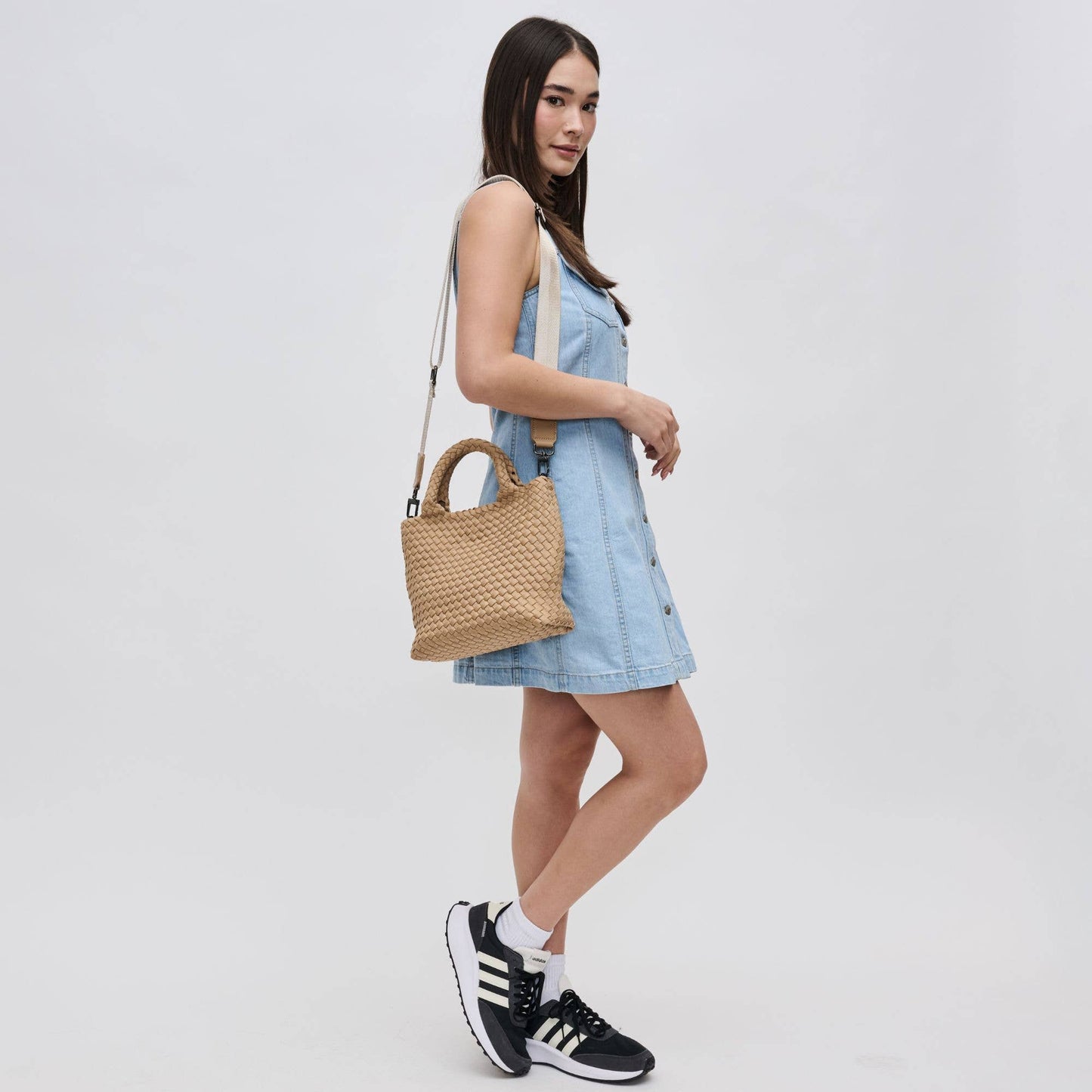 Sky's The Limit Small Woven Neoprene Crossbody: Cream