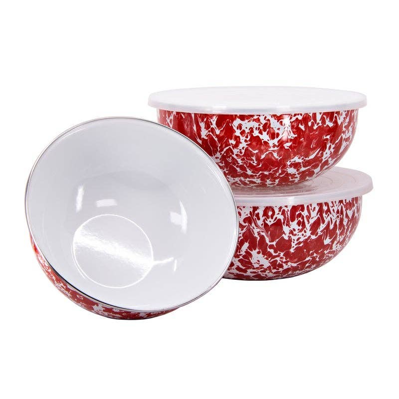 Golden Rabbit Enamelware Swirl Mixing Bowls: Ocean