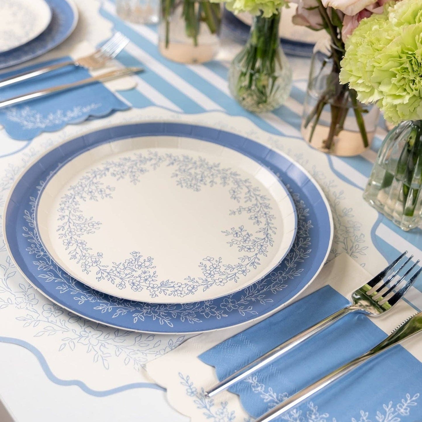 Floral Elegance Blue Dessert Plates- Pre Order Ships January 20th