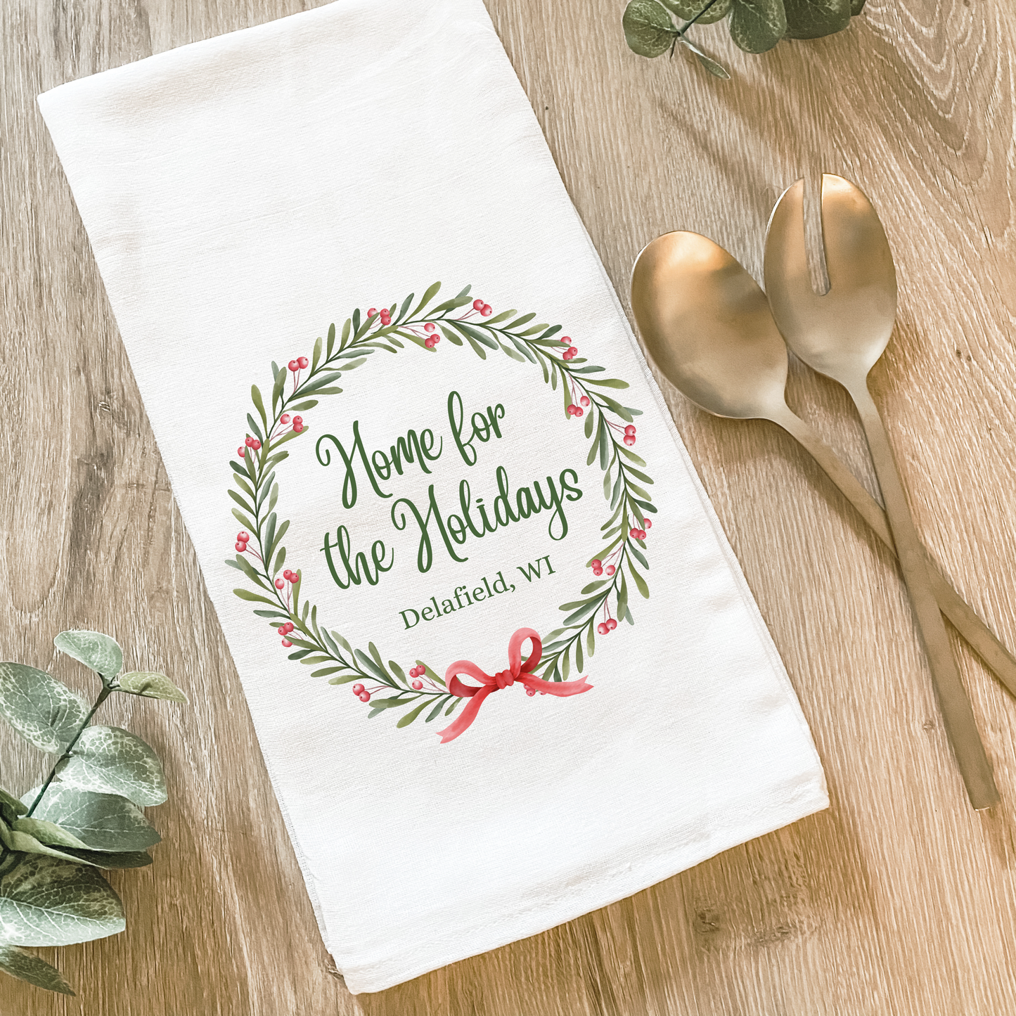 Custom Home For The Holidays City State - Cotton Tea Towel