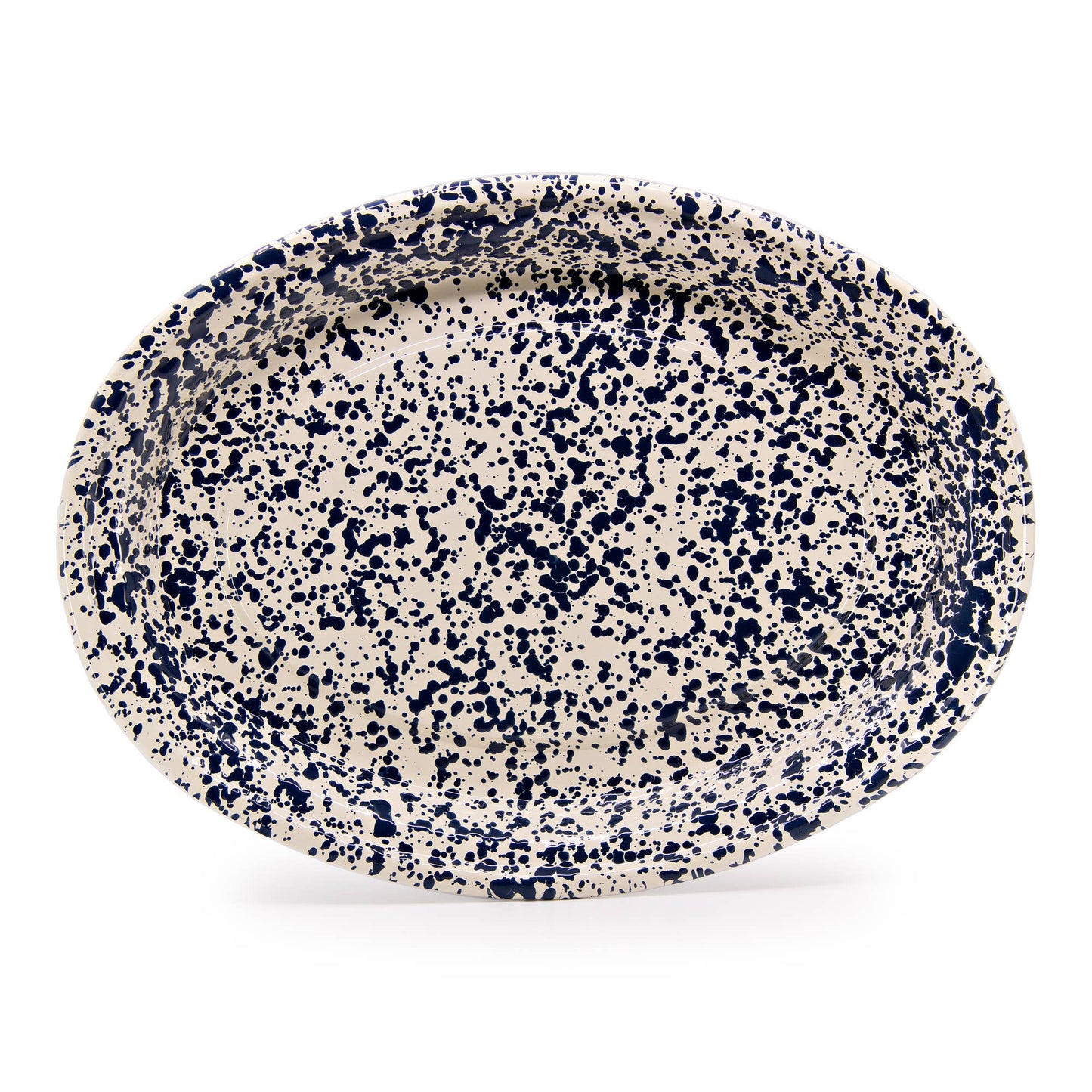 Splatter Enamelware Oval Platter: Turquoise Splatter