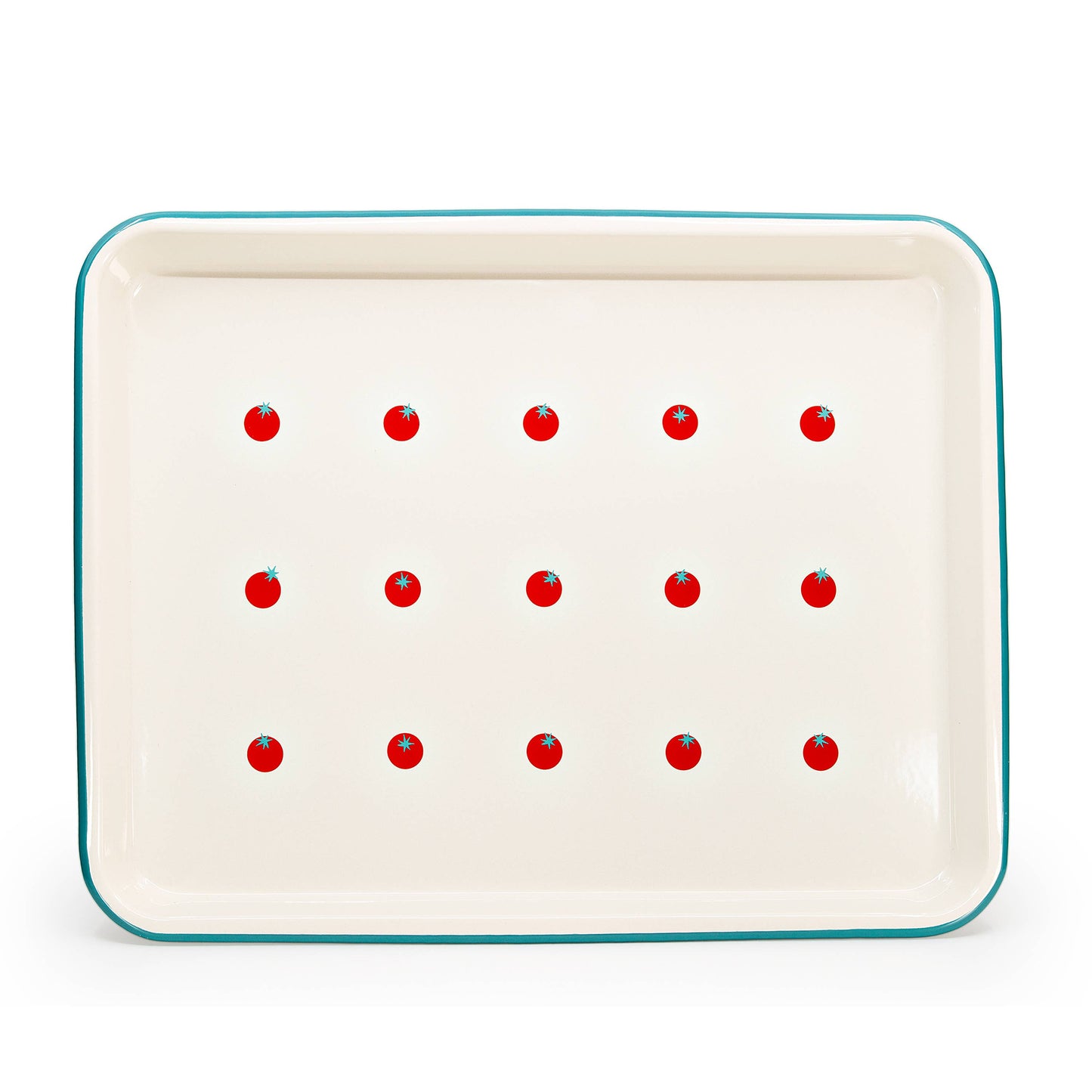 Dan Pelosi x CCH Tomato Enamelware Large Jelly Roll Tray: Red Rim