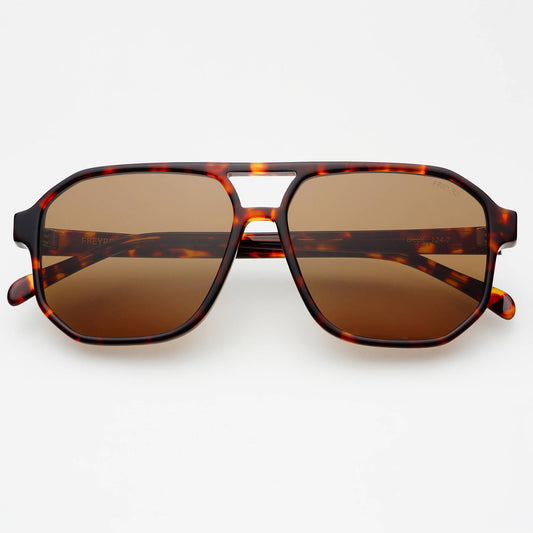 Billie ( NEW ) Unisex Aviator Sunglasses : Dark Tortoise / Solid Brown