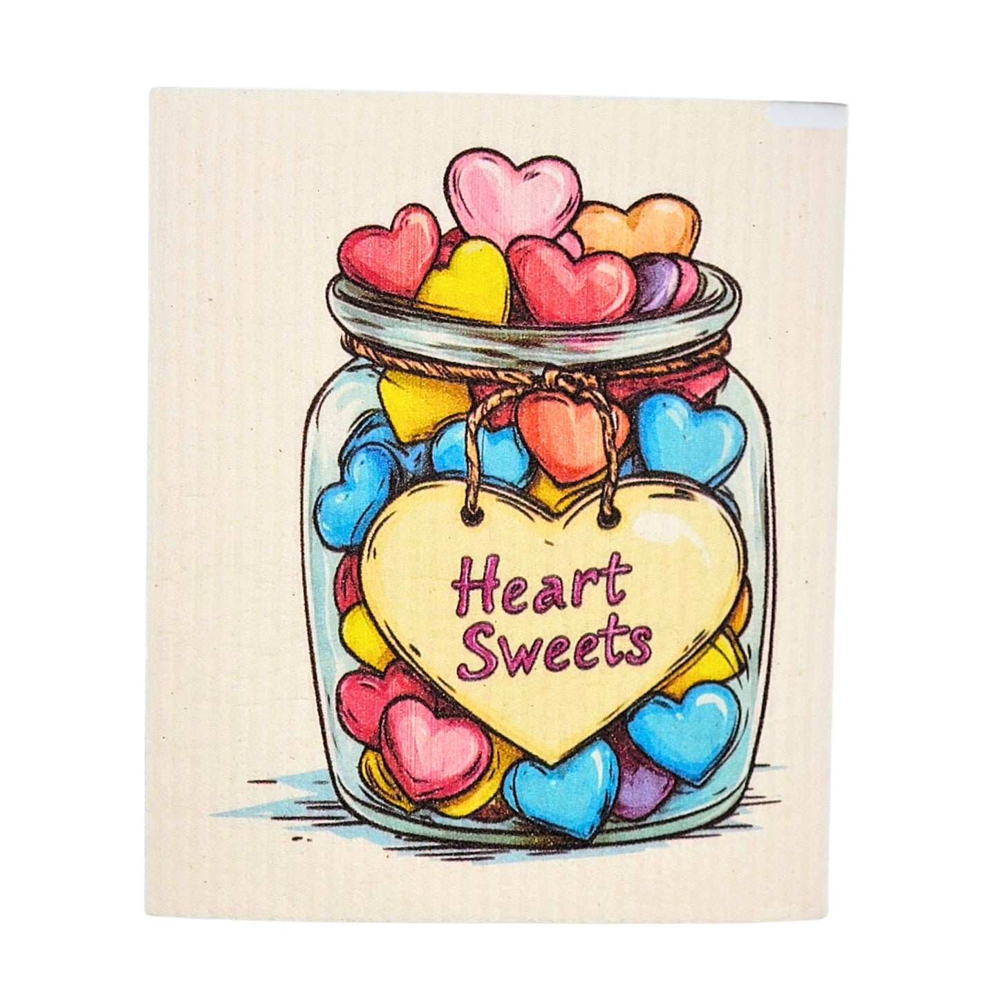 Jar of Valentines Hearts Swedish Dishcloth - Valentine's Day