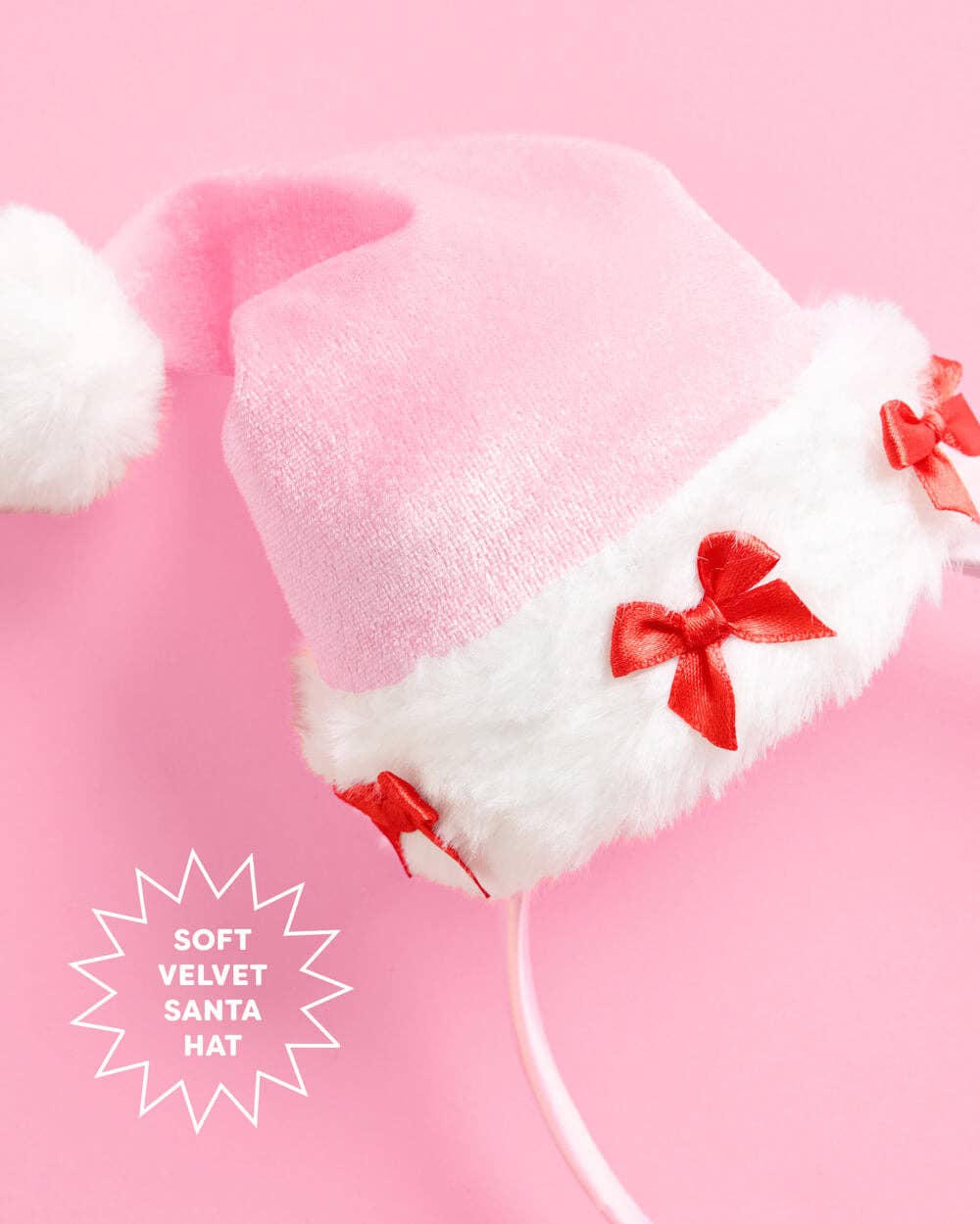 Pink Santa Hat Headband | Funny Christmas Holiday Gift