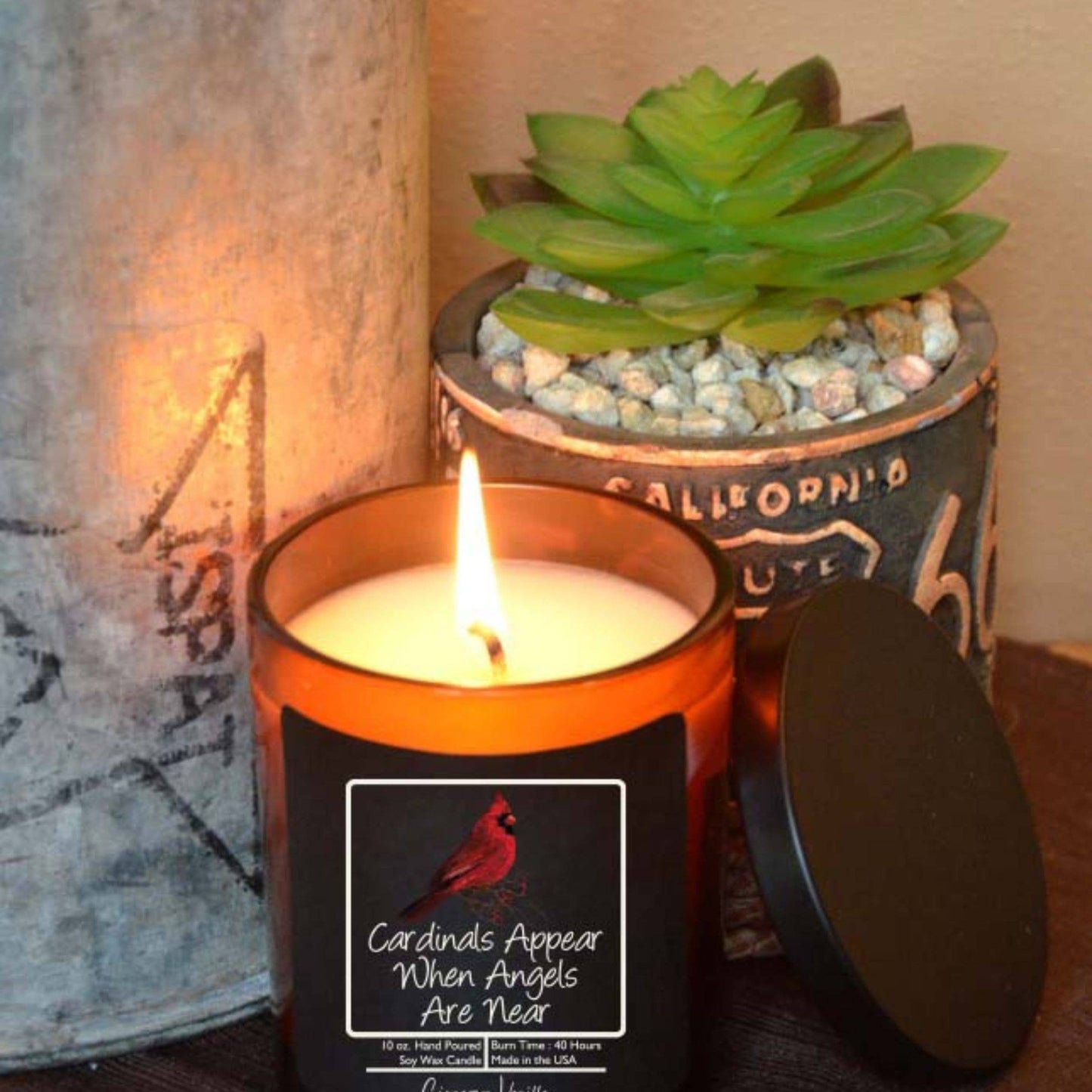 Cardinals Appear - Sympathy Gift Candle - Soy Wax Candles: Sandalwood & Pine
