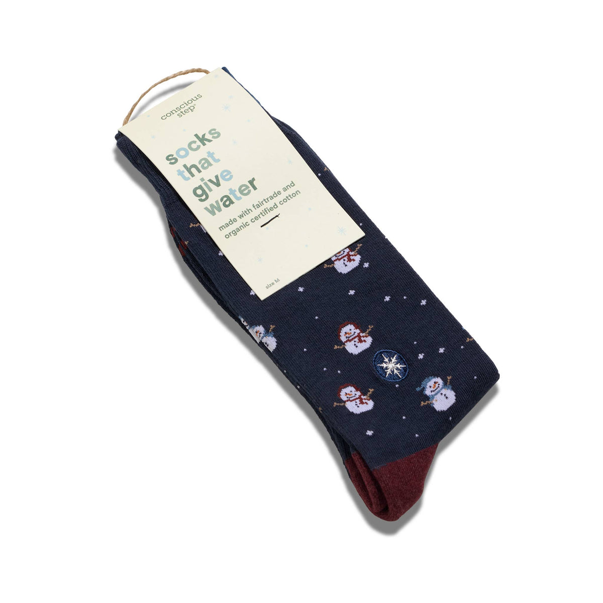 Socks that Give Water | Navy Snowmen - Gifts that Give Back: Medium