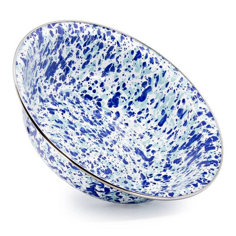 Golden Rabbit Enamelware Swirl Serving Bowl: Cobalt Swirl