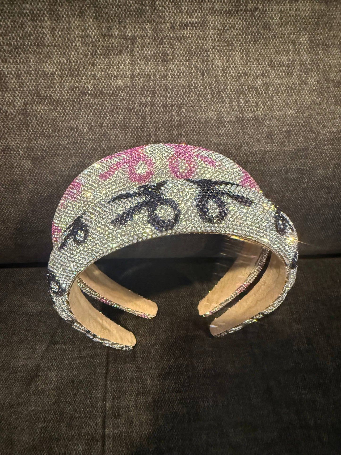 Gorgeous rhinestone ribbon bow headbands : Silver / Pink