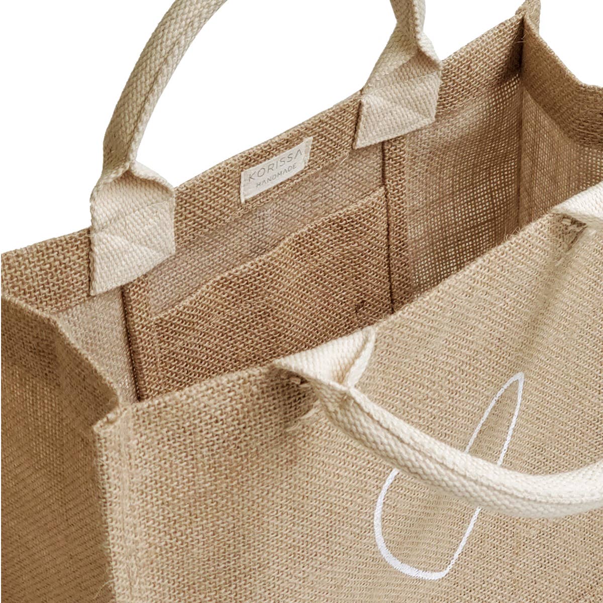 Handmade Burlap Jute Tote • Gift Bag - Love: Without Pompom