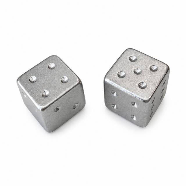 Gold and Silver Luxe Solid Metal Mahjong Dice Gift Ready: Gold