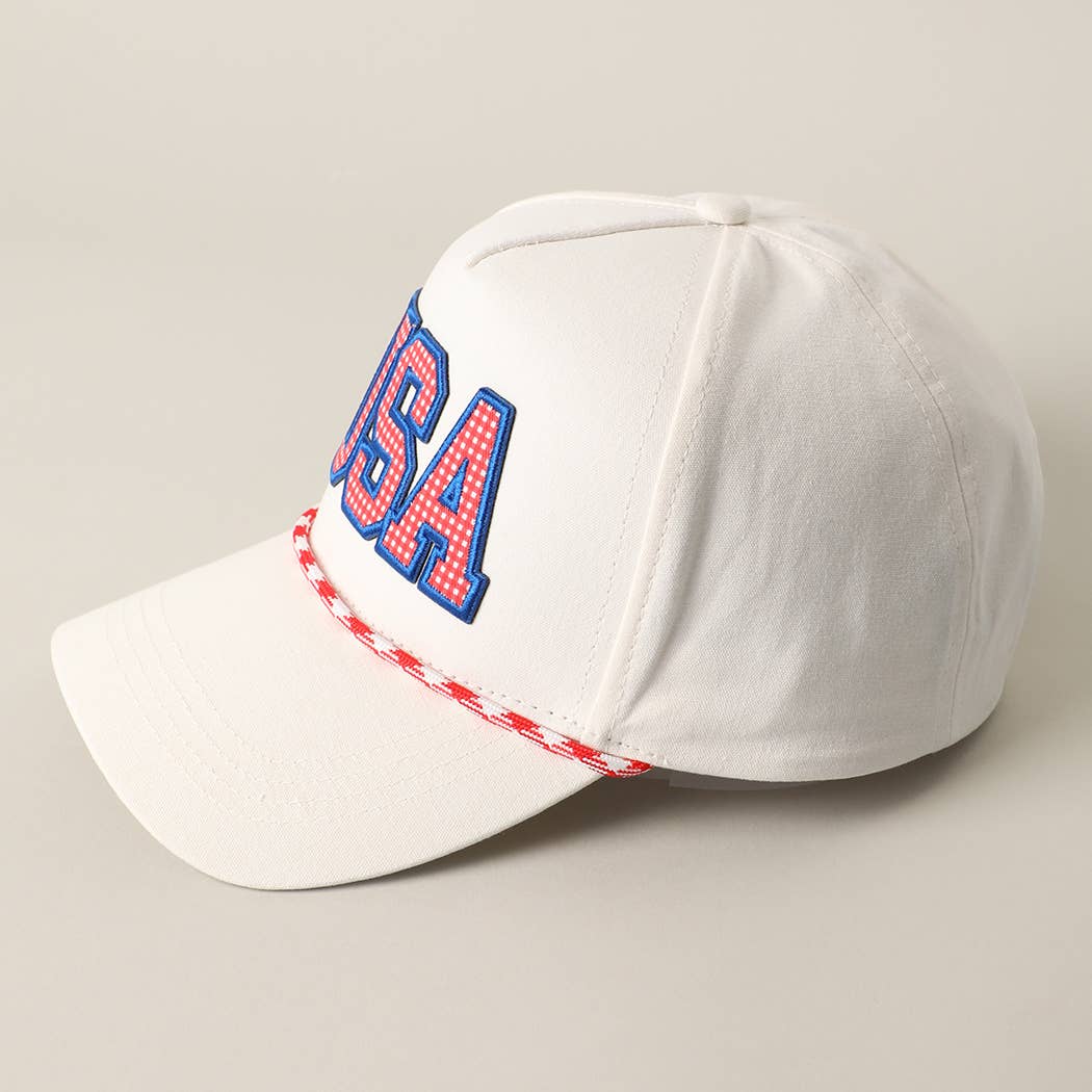 USA Patch Rope Trucker Hat: Red