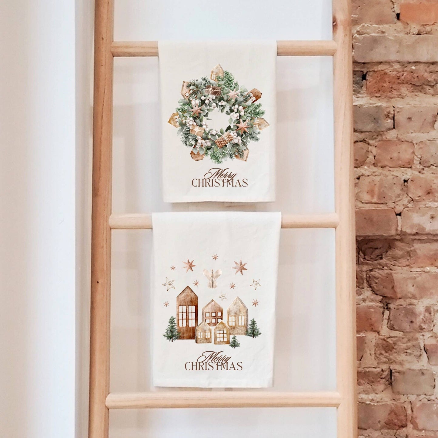 Handmade Cotton Tea Towel - Festive Christmas : 2. CHRISTMAS TREE