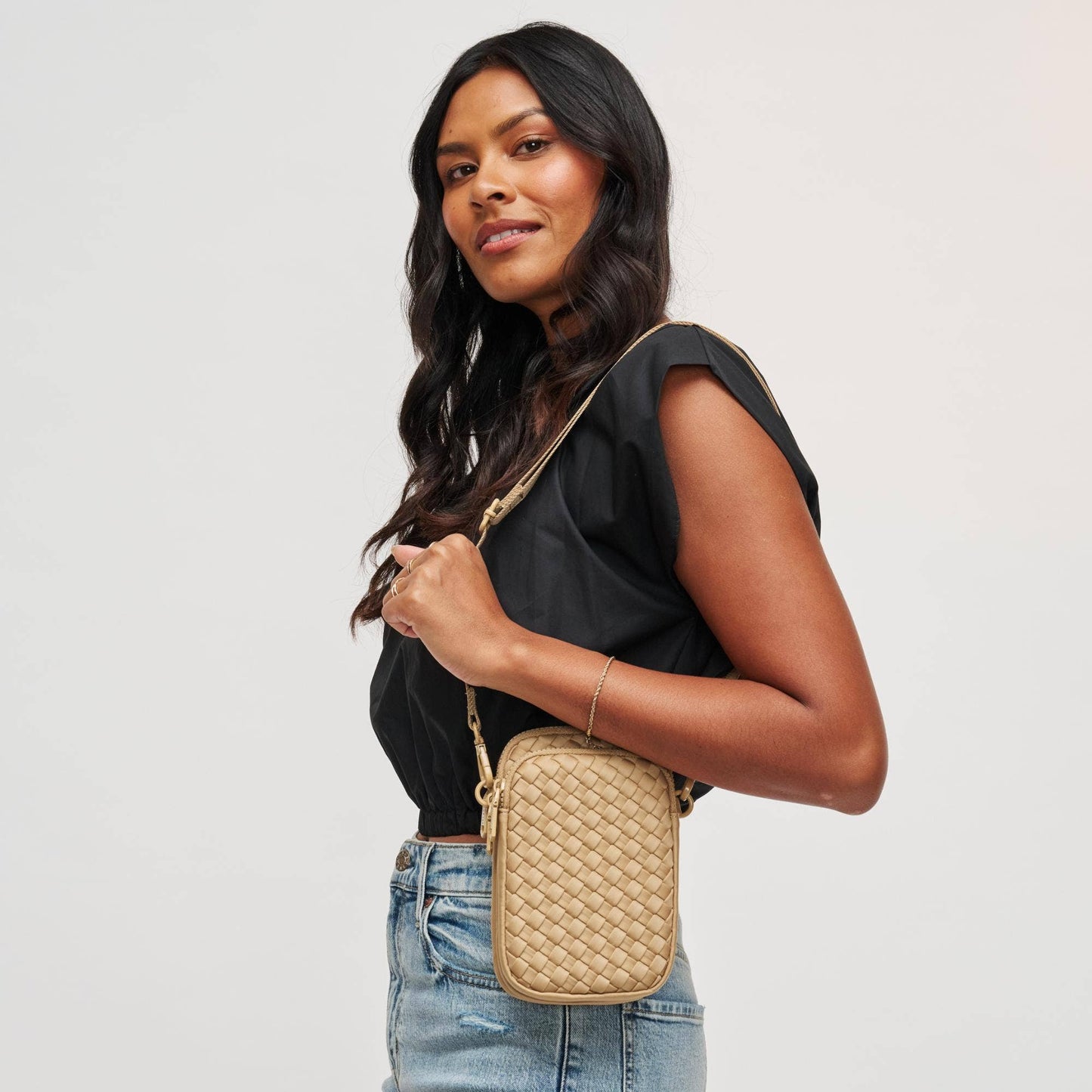 Divide & Conquer Woven Neoprene Crossbody: Cream
