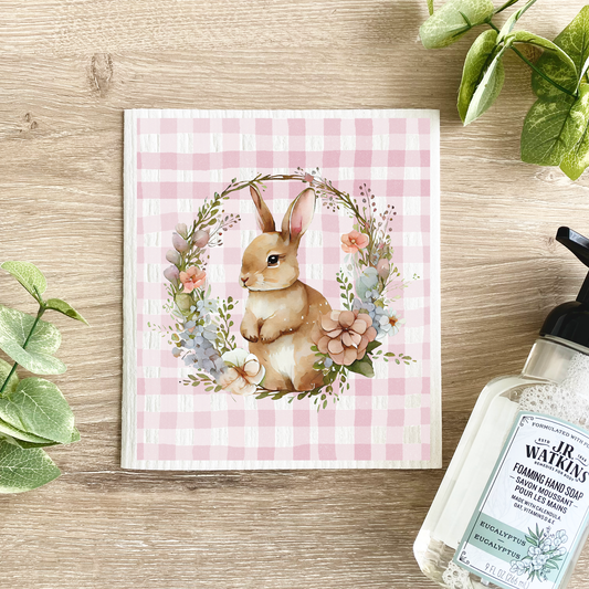 Gingham Easter Bunny - Swedish Dishcloth