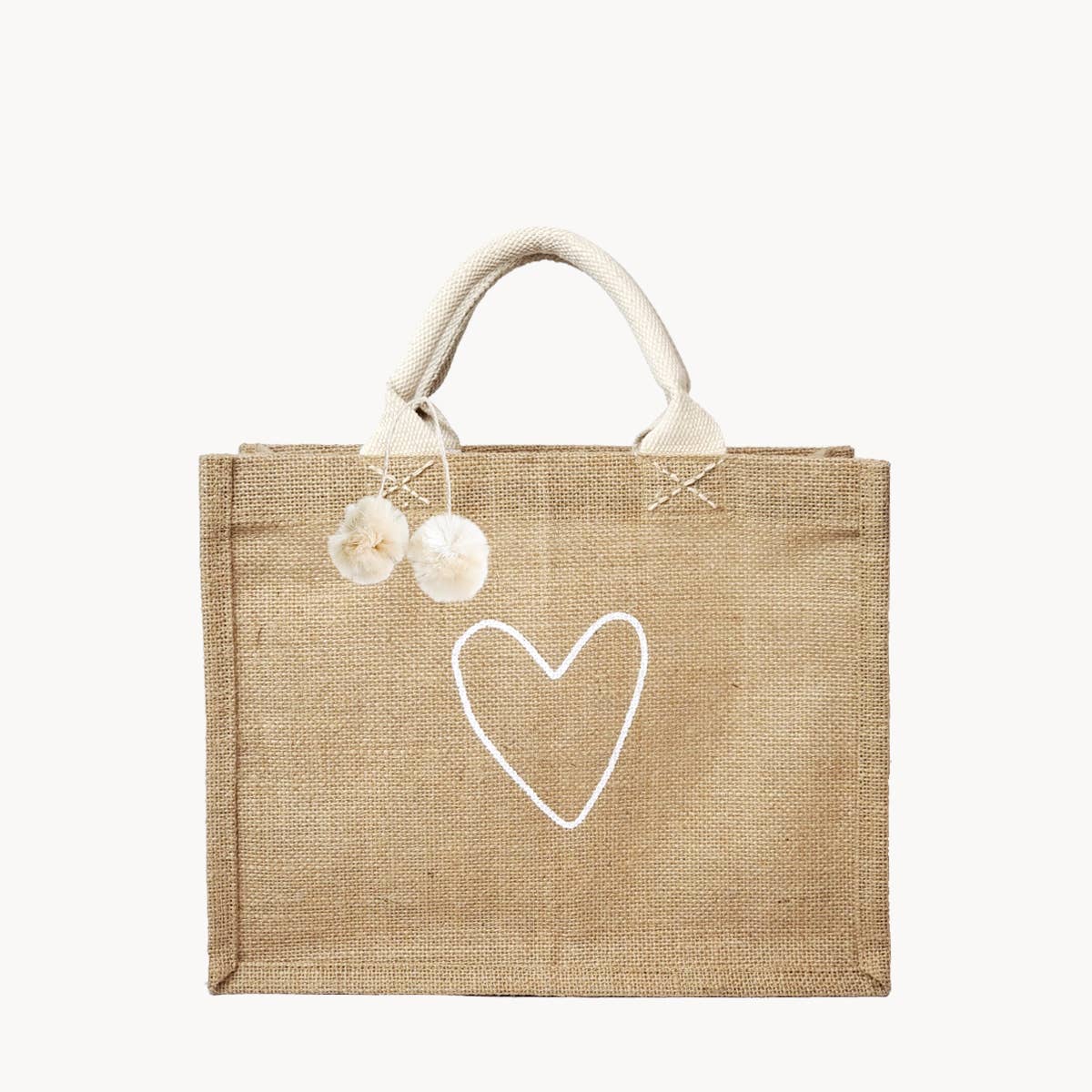 Handmade Burlap Jute Tote • Gift Bag - Love: Without Pompom