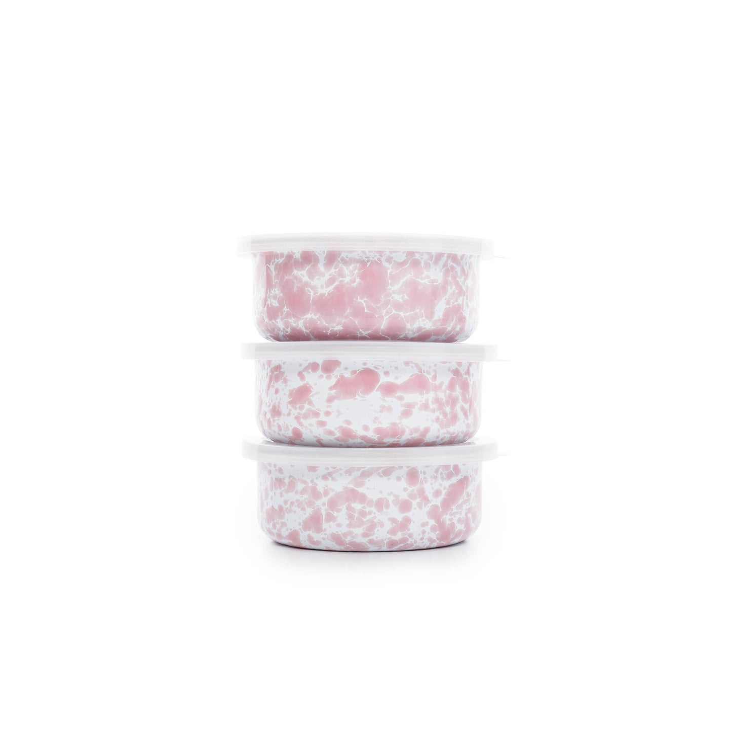 Splatter Enamelware 3-pc Storage Bowl Set: Burgundy & Cream
