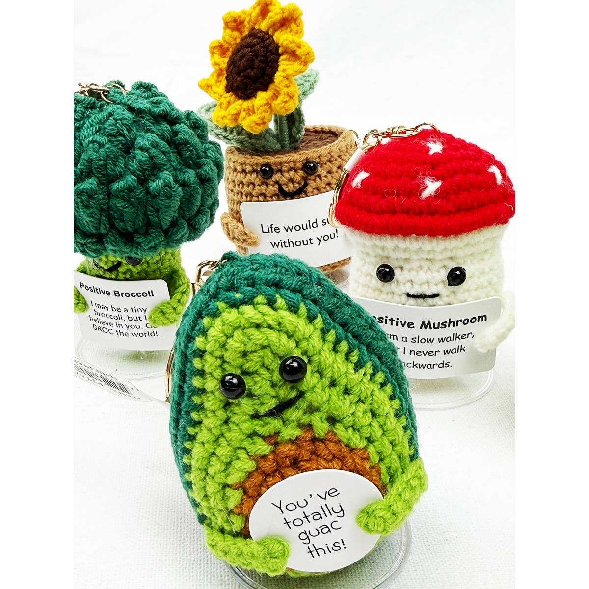 Positive Vegi and Plant Crochet Keychain : ASSORTED COLOR / ONE(12)