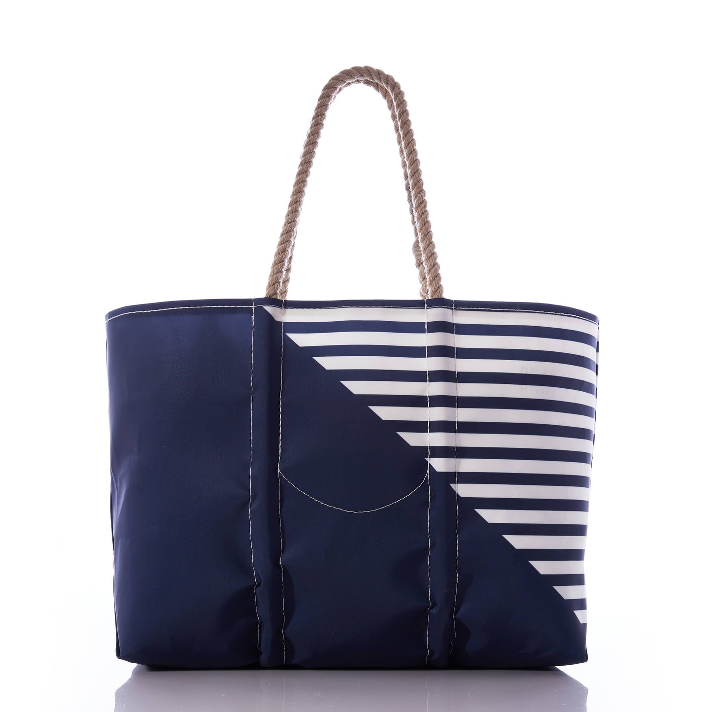 Breton Stripe White Anchor Large Tote